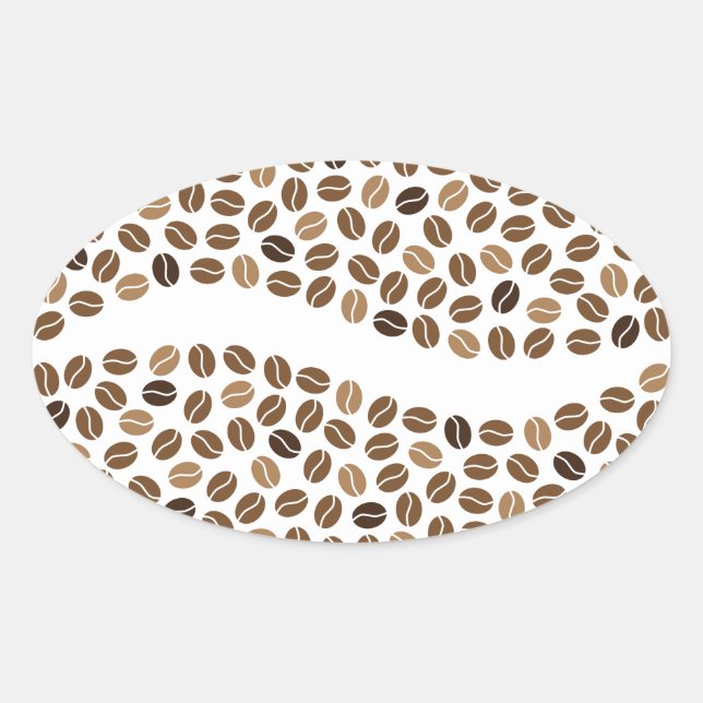 Pegatina Ovalada Granos de café (Anverso)