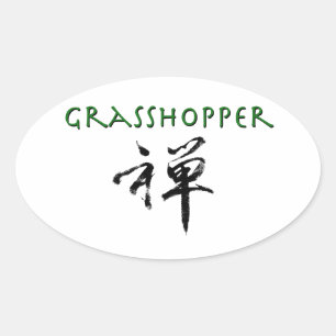 Pegatina Ovalada Grasshopper con símbolo "Zen"