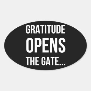 Pegatina Ovalada Gratitud Abre La Oferta inspiradora