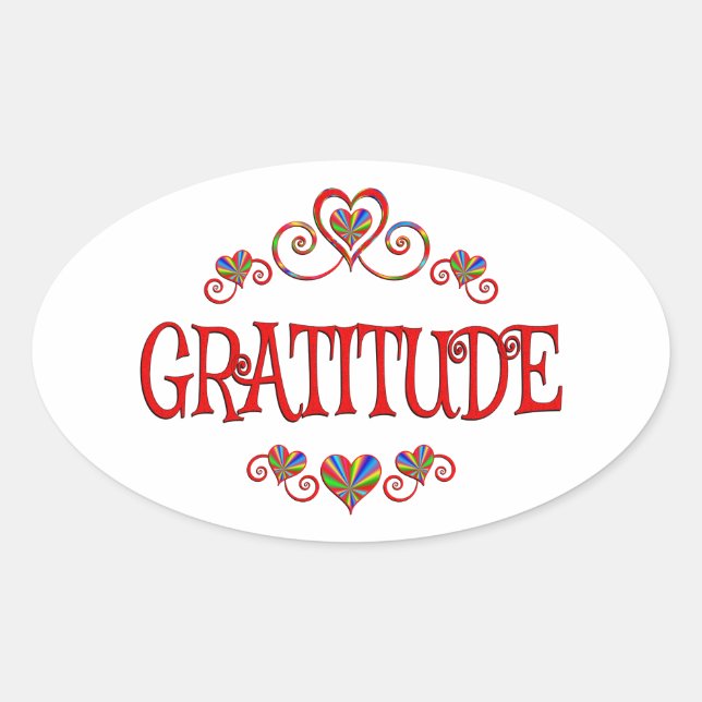 Pegatina Ovalada Gratitude Hearts (Anverso)