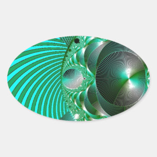 PEGATINA OVALADA GREEN BALL ABSTRACT MANDELBOT