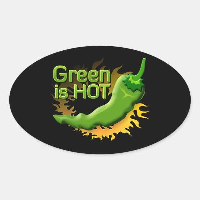 Pegatina Ovalada Green es HOT (Anverso)
