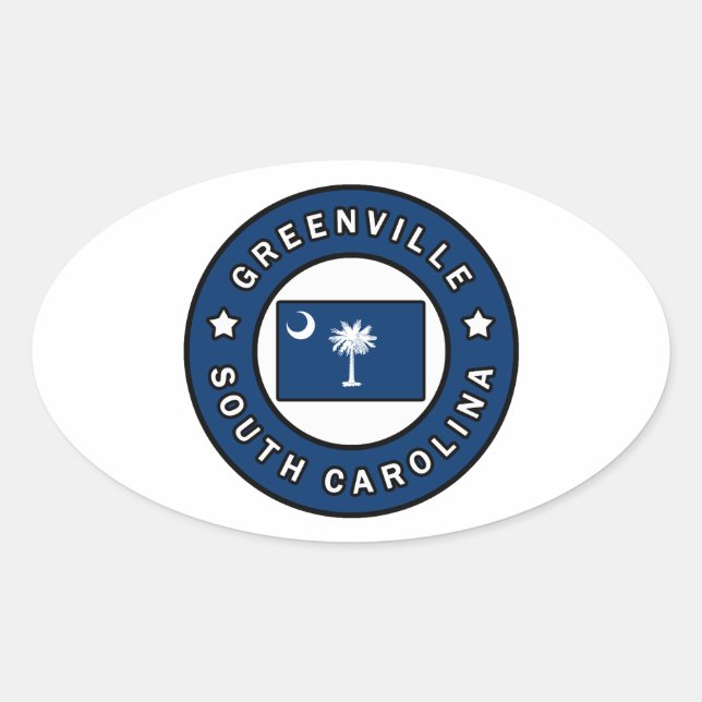 Pegatina Ovalada Greenville Carolina del Sur (Anverso)