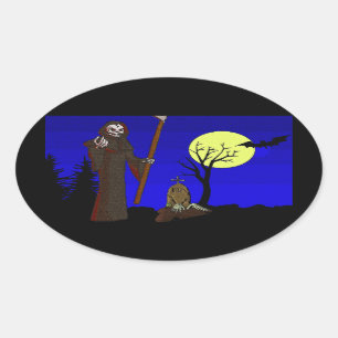 Pegatina Ovalada Grim Reaper en Graveyard