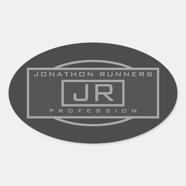 Pegatina Ovalada Gris geométrico deportivo masculino y grises oscur (Anverso)