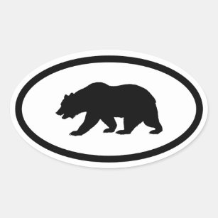 Pegatina Ovalada Grizzly Bear