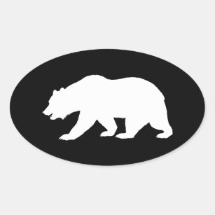Pegatina Ovalada Grizzly Bear