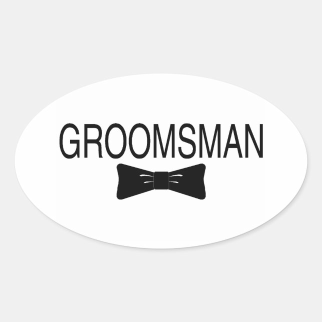 Pegatina Ovalada Groomsman Bowtie (Anverso)