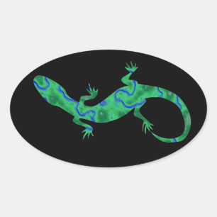 Pegatina Ovalada Grüner Gecko ArtDeco