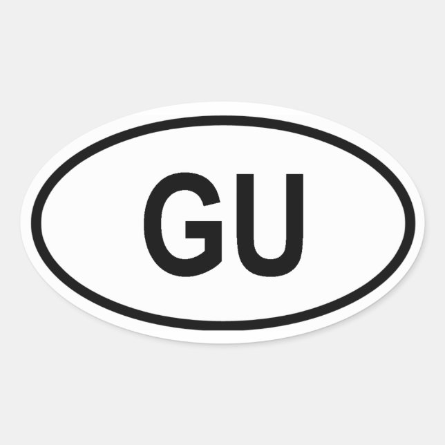 Pegatina Ovalada Guam "GU" (Anverso)