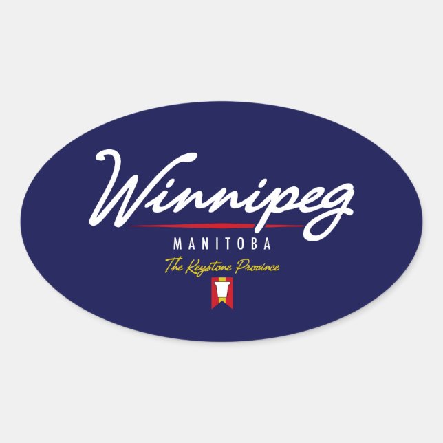 Pegatina Ovalada Guión de Winnipeg (Anverso)
