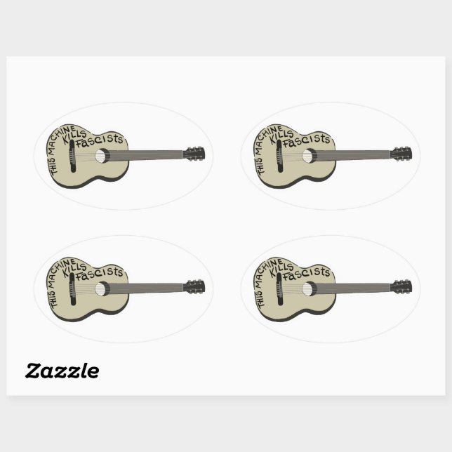 Pegatina Ovalada Guthrie: "Esta máquina mata fascistas" (Hoja)