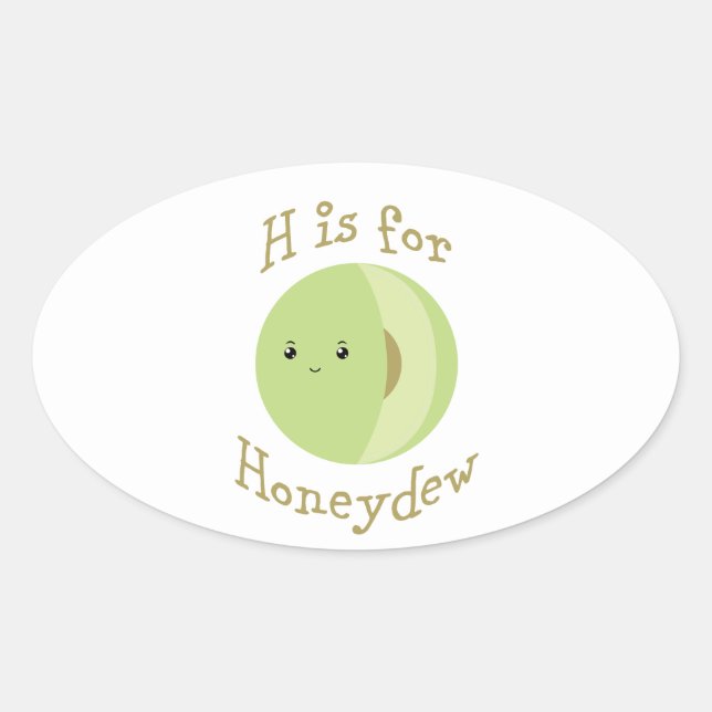 Pegatina Ovalada H es para Honeydew (Anverso)