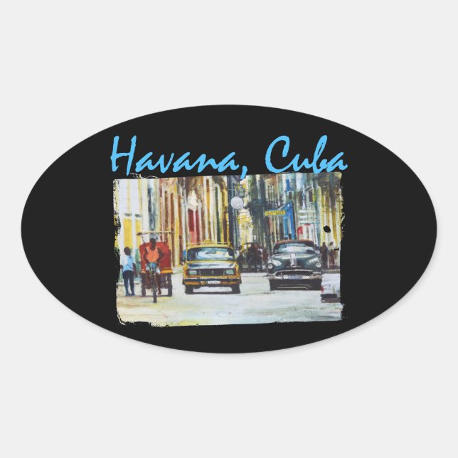 Pegatina Ovalada Habana viejo Cuba (Anverso)
