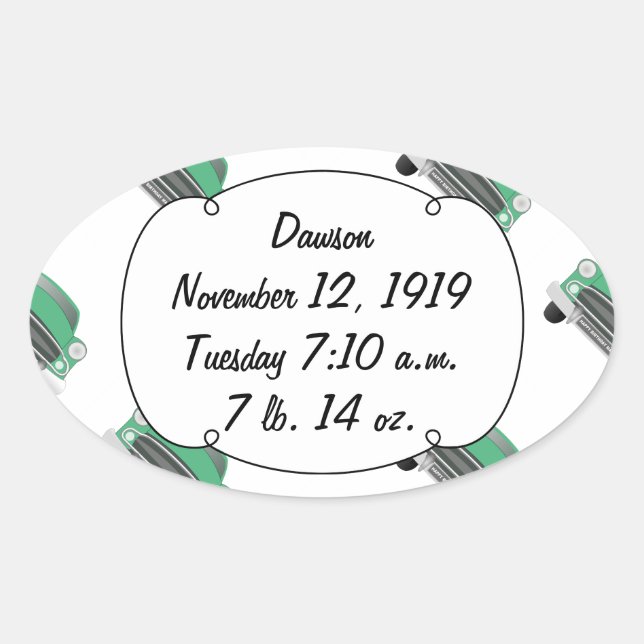 Pegatina Ovalada Habitación para niños Regalos clásicos de coches S (Anverso)