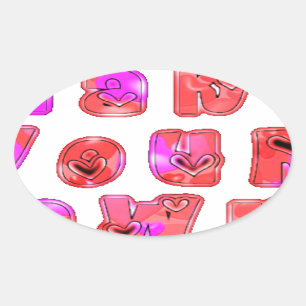 Pegatina Ovalada Hacer que sus propios corazones Art Print Design