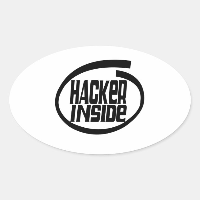 Pegatina Ovalada hacker Inside (Anverso)