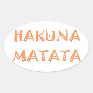 Pegatina Ovalada Hakuna Matata - Arte de texto tribal africano