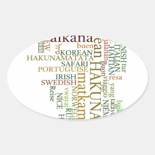 Pegatina Ovalada Hakuna Matata Global Word Cloud Art