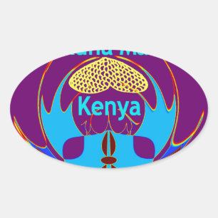 Pegatina Ovalada "Hakuna Matata Kenya" Arte de mariposa Imprimir/Gr