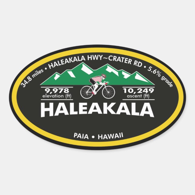 PEGATINA OVALADA HALEAKALA-PAIA, HI -"OVAL" (Anverso)