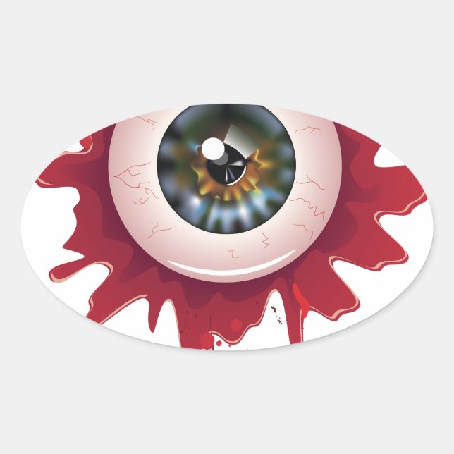 Pegatina Ovalada Halloween Bloody Eyeball3 (Anverso)