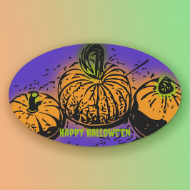 Pegatina Ovalada Halloween de la conspiración de calabaza