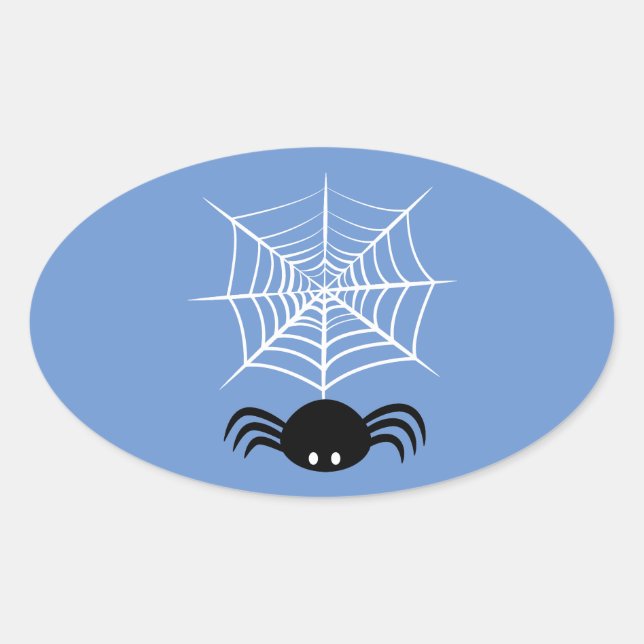 Pegatina Ovalada Halloween Spider Web (Anverso)