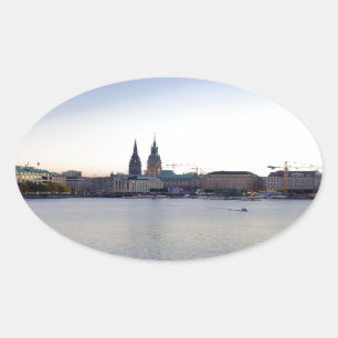 Pegatina Ovalada Hamburg Harbour Hafen Hamburger Deutschland