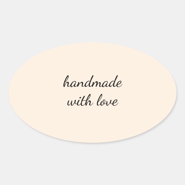 Pegatina Ovalada Handmade With Love Minimal Sticker – Elegant Craft (Anverso)