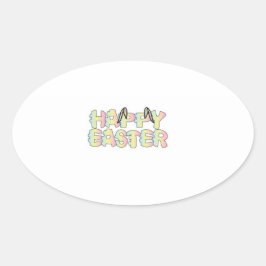 Pegatina Ovalada Happy Easter Stickers