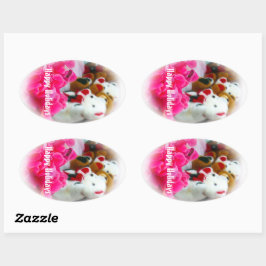 Pegatina Ovalada Happy Holidays