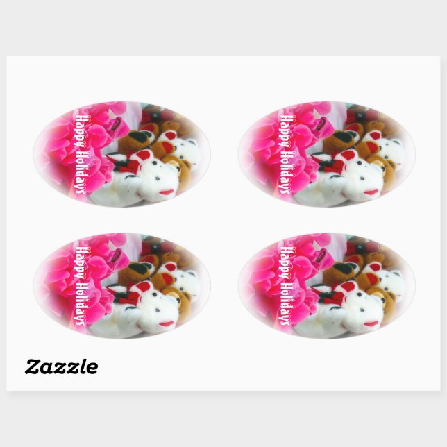 Pegatina Ovalada Happy Holidays (Hoja)