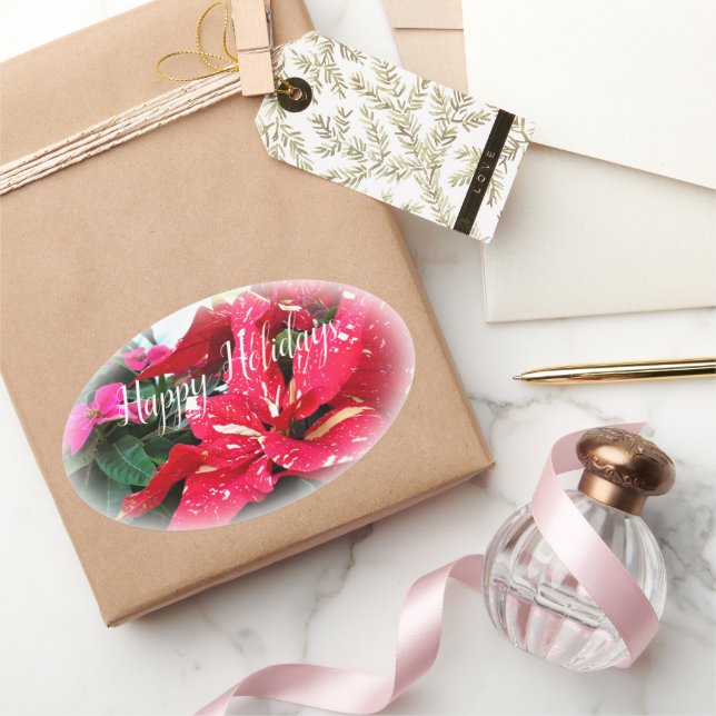 Pegatina Ovalada Happy Holidays 楕円形シール (Regalar)