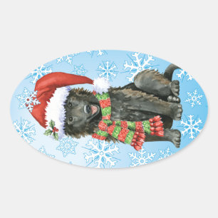 Pegatina Ovalada Happy Howlidays Sheepdog