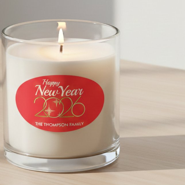 Pegatina Ovalada Happy New Year 2026 Personalized Oval Sticker (Subido por el creador)