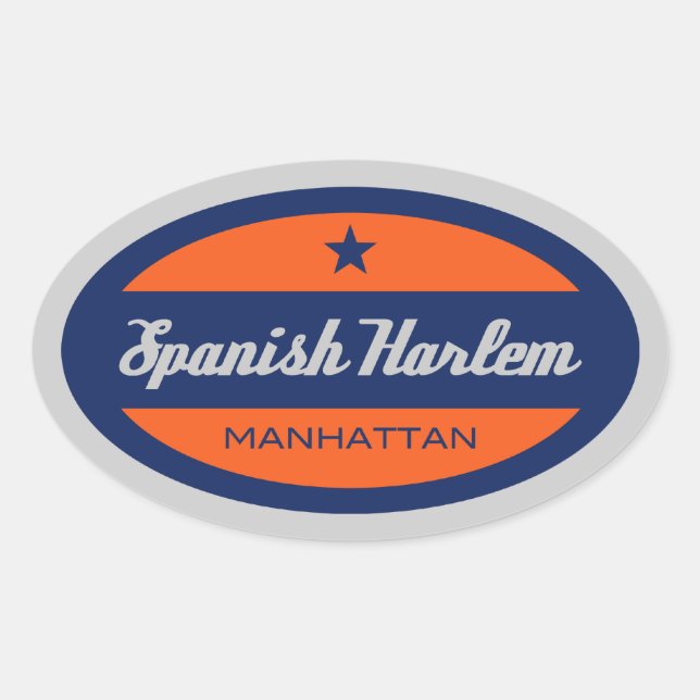Pegatina Ovalada Harlem español (Anverso)