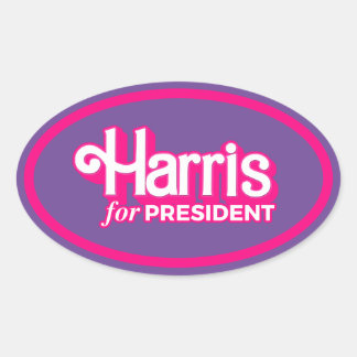 Pegatina Ovalada Harris por el estilo rosado del presidente