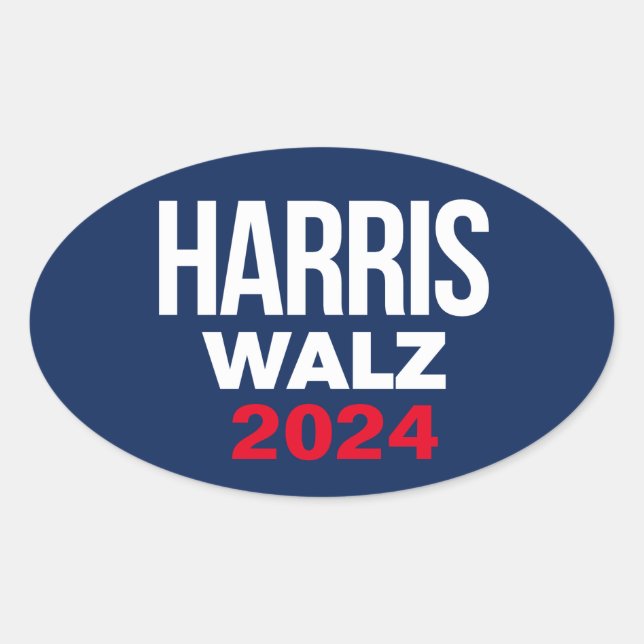 Pegatina Ovalada Harris Walz 2024 (Anverso)