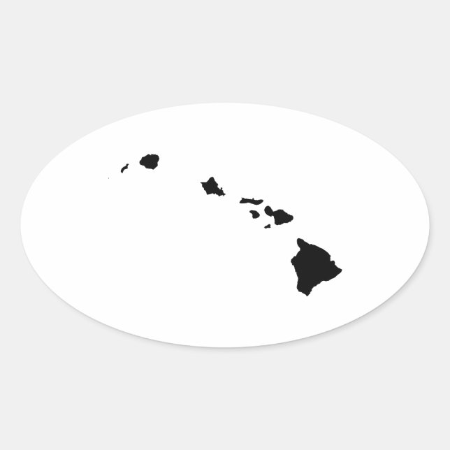 Pegatina Ovalada Hawái en blanco y negro (Anverso)