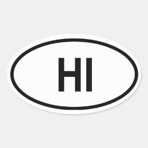 Pegatina Ovalada Hawai "HI"