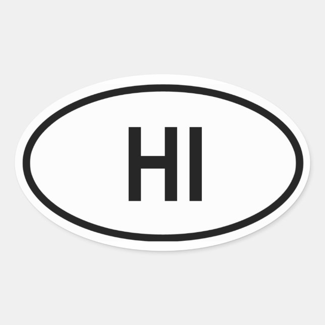 Pegatina Ovalada Hawai "HI" (Anverso)