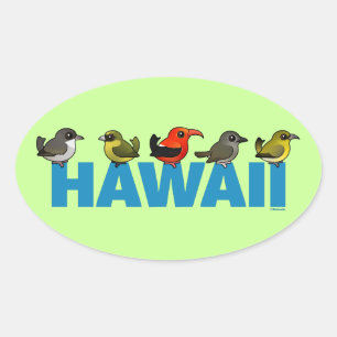 Pegatina Ovalada Hawaii Birdorable