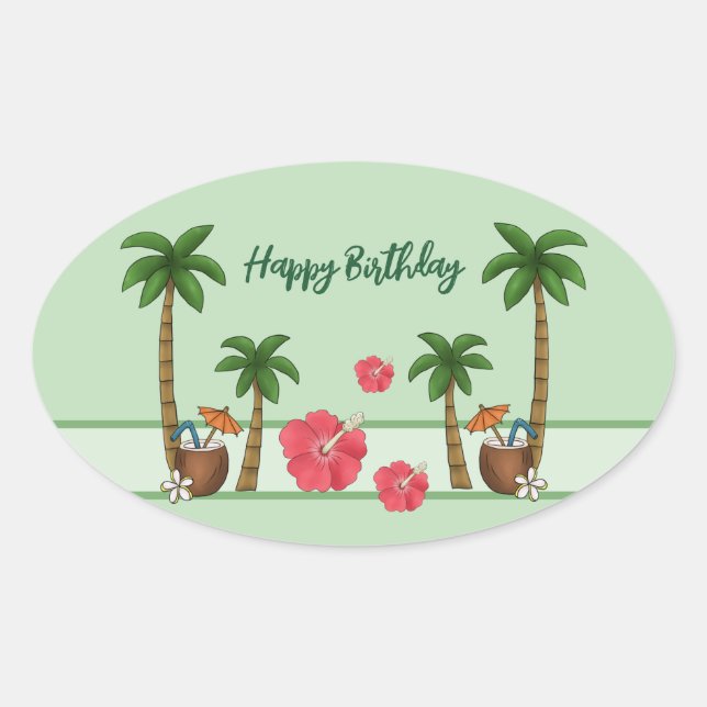 Pegatina Ovalada Hawaii personalisieri (Anverso)