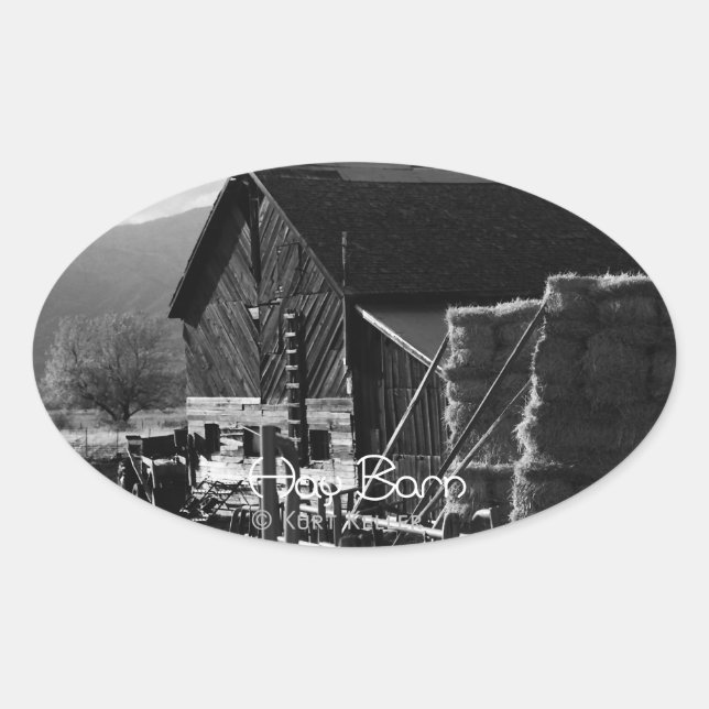Pegatina Ovalada Hay Barn (Anverso)