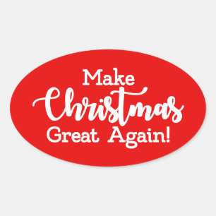 Pegatina Ovalada Haz de nuevo grande la Navidad Trump MAGA regalo d