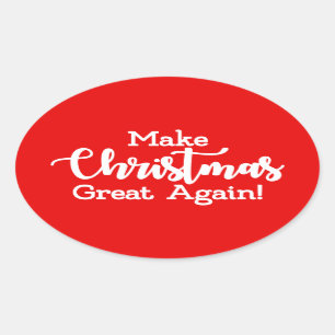 Pegatina Ovalada Haz de nuevo grande la Navidad Trump MAGA regalo d