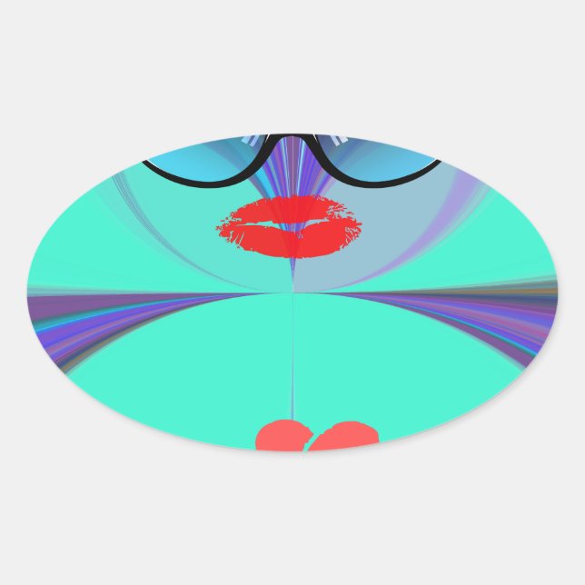 Pegatina Ovalada Heart Selfie (Anverso)