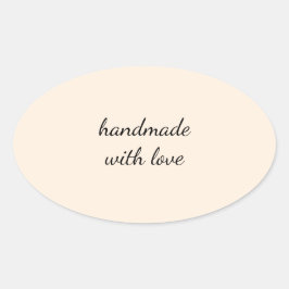 Pegatina Ovalada Hecho a Mano con Amor Sticker Minimalista – Arte E