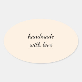 Pegatina Ovalada Hecho a Mano con Amor Sticker Minimalista – Arte E